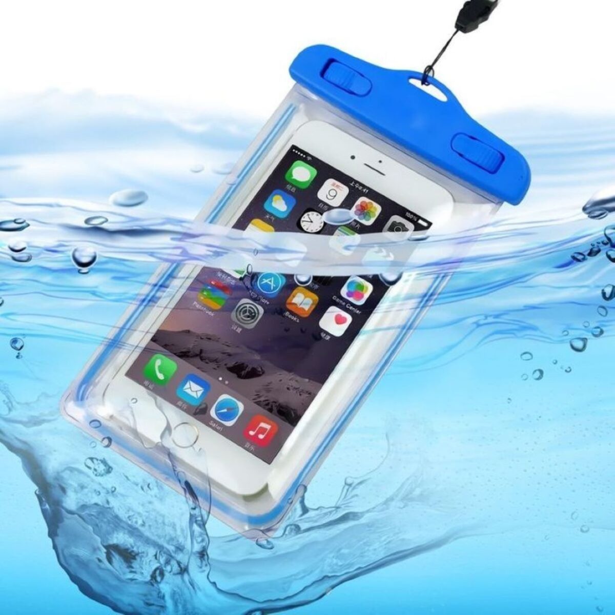 Universal Unterwasser Schutzhülle kompatibel mit Apple Samsung Huawei Wasserfest Blau