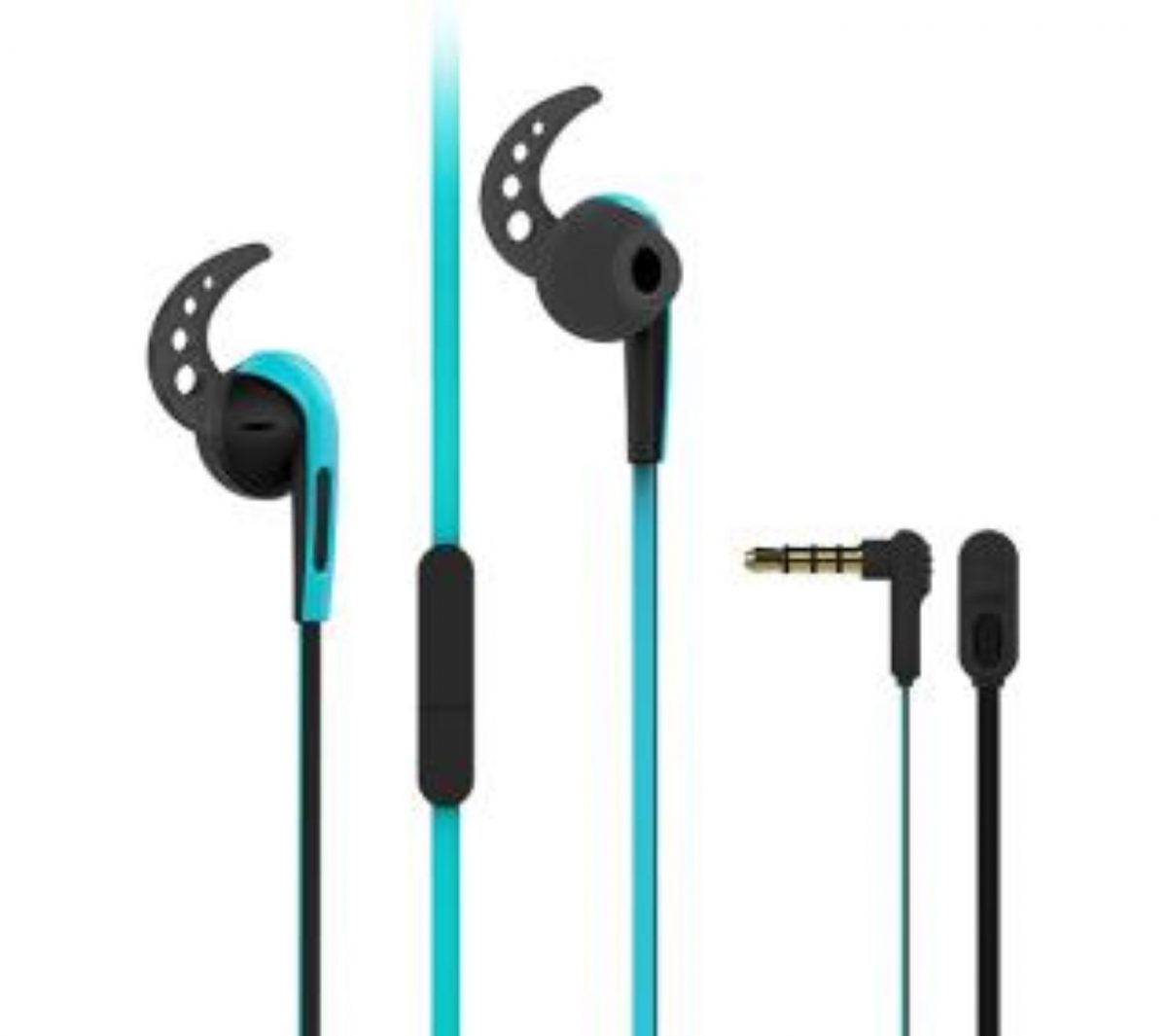 kraftvolle Sport In Ear Kopfhörer kompatibel mit 3,5mm Geräten, Stereo BASS, Blau